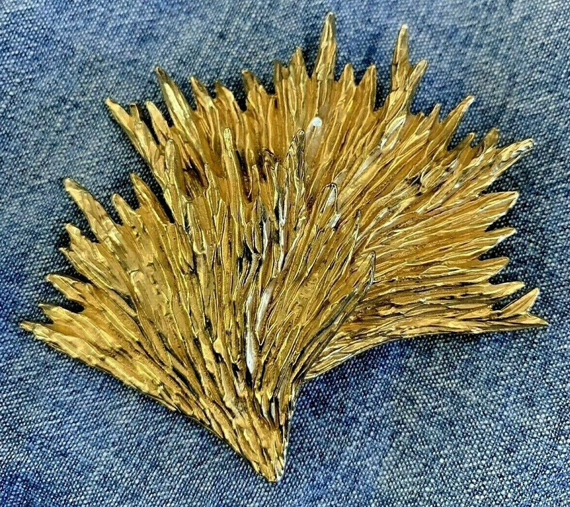 Signed Ledo Gold Large Abstract Avant Garde MCM 1950's Vintage Brooch  Pin
