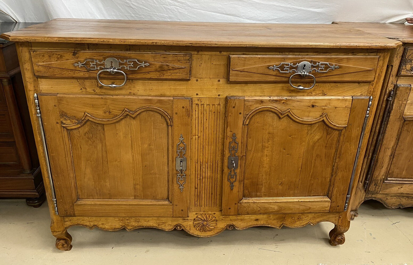 French Provincial Louis XV Cherry Chest Commode Cabinet Buffet Sideboard 1800's