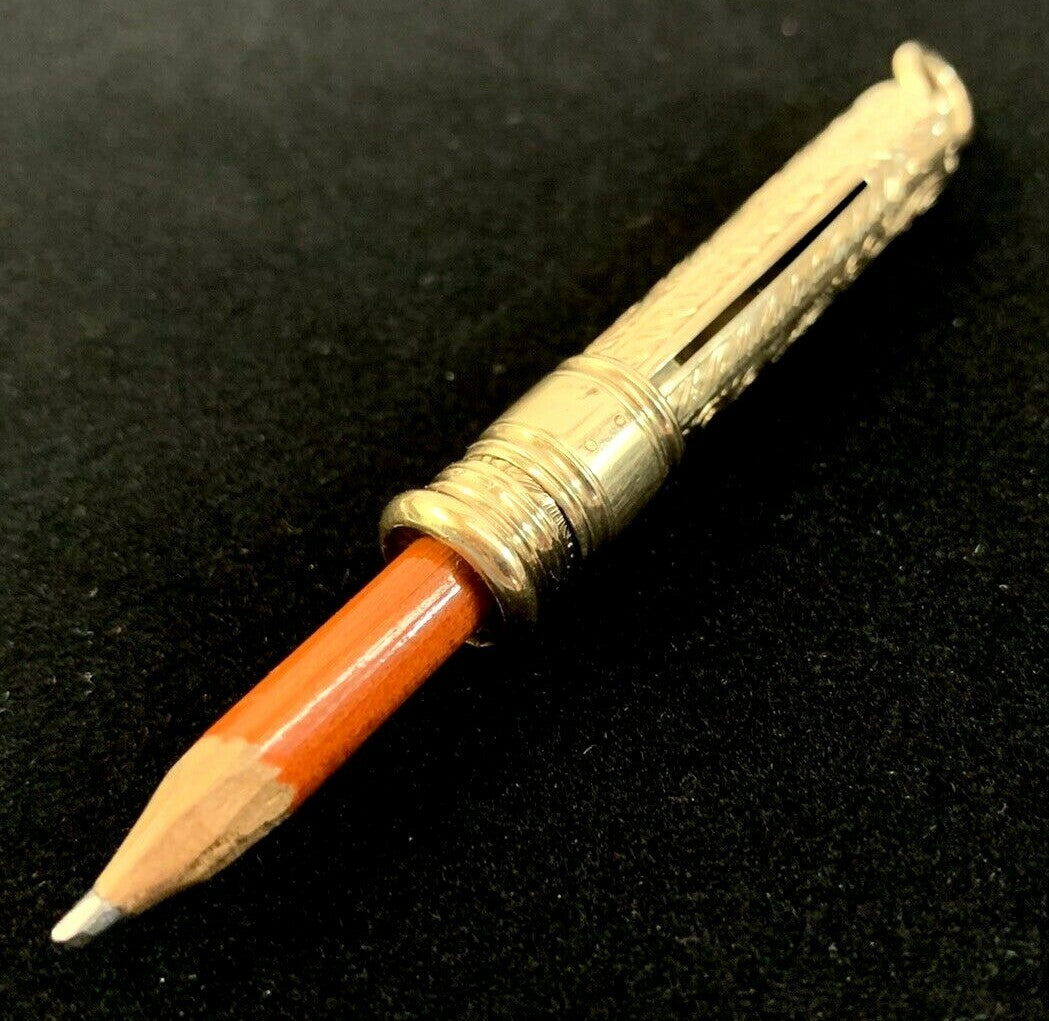Antique 9 Kt Gold Pencil Holder w Pencil 1910's Edwardian w Bale for Necklace