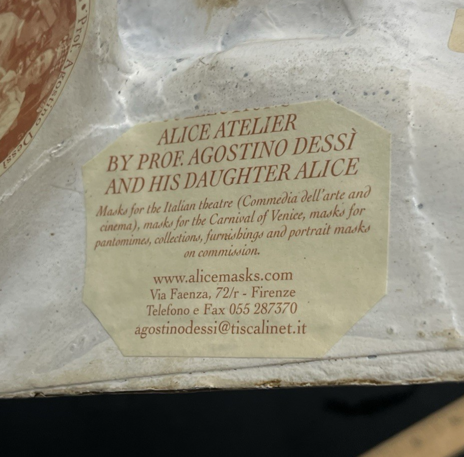Set of 2 AGOSTINO DESSI & ALICE ATELIER ITALIAN PAPIER MACHE THEATER OPERA MASKS