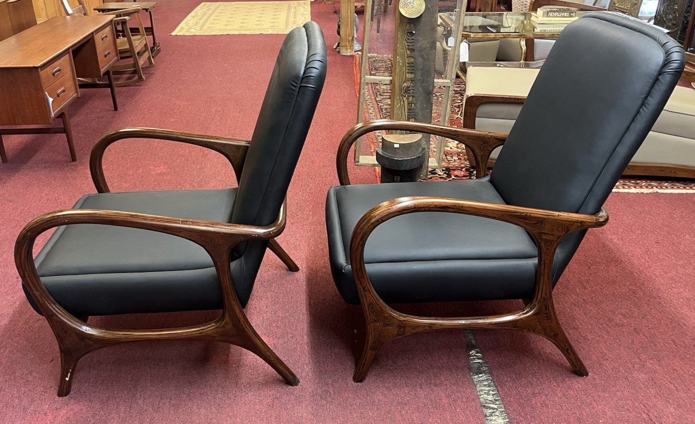 (2) MID-CENTURY MODERN STYLE UPHOLSTERED ROSEWOOD ARMCHAIRS