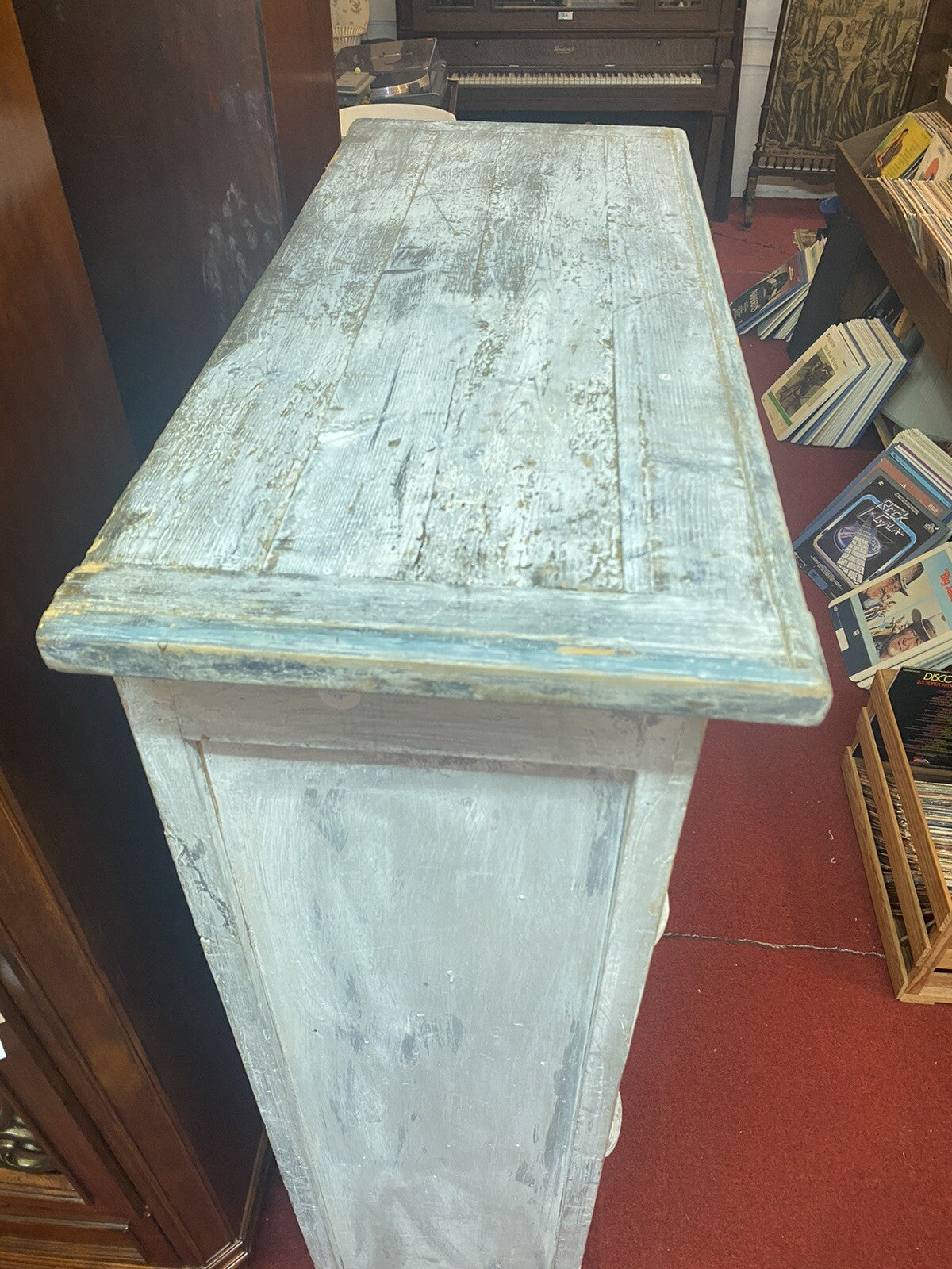 Antique Painted French Provincial Wine Cabinet Bar Rack 28 Bottles Bordeaux