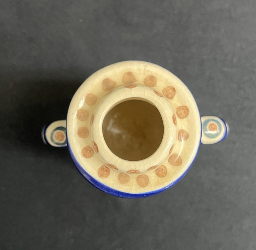 Boleslawiec Polish Pottery Lady Candle Holder, Peacock Pattern, 5.25 in