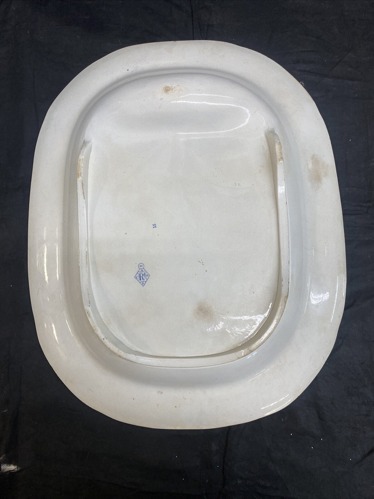 19.5" Blue White English Meat Platter W. K. Harvey 1845 Lindisfarne Castle KM11