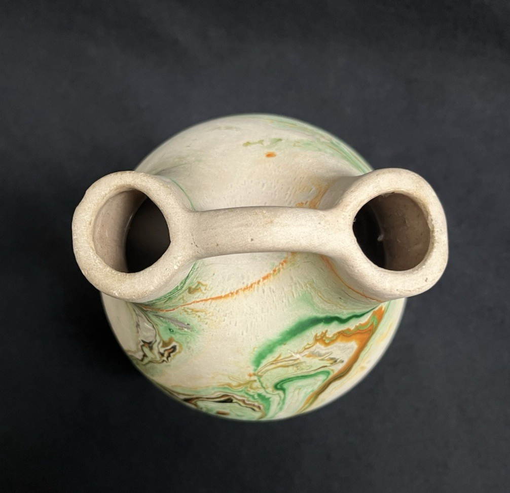 Signed Nemadji Pottery Southwestern Double Spout Wedding Vase Jug 6.25"