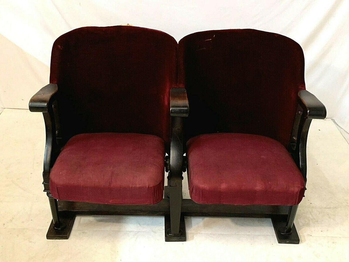 2 Wood Folding Theater Seats, Auditorium Seat, Entryway Bench, Theatre Seats