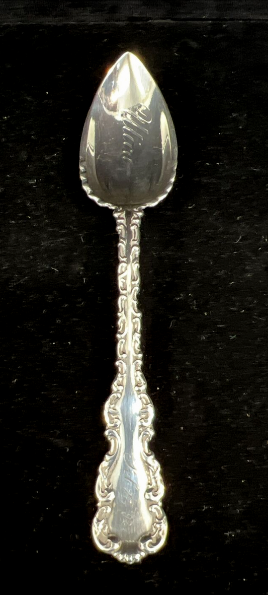 Louis XV  Sterling Grapefruit Spoon by Whiting Mfg  "Utica  Feb. 27 '92 Mono M"