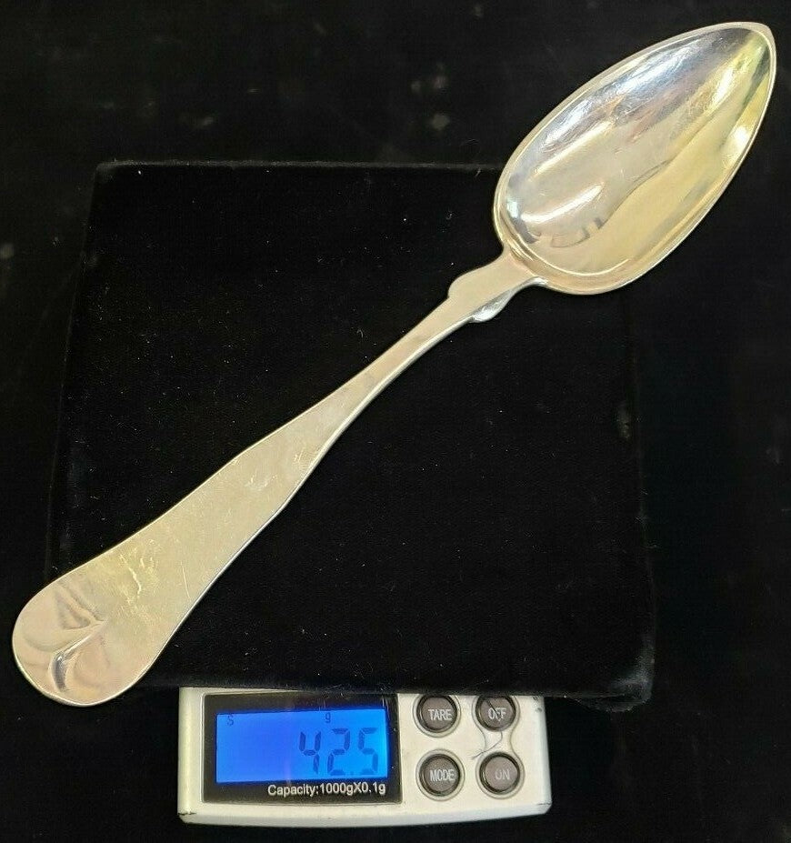 Coin Silver Pear & Bacall of Boston, MA 1850 PR TABLESPOONS "Cutler" Mono 7 5/8"