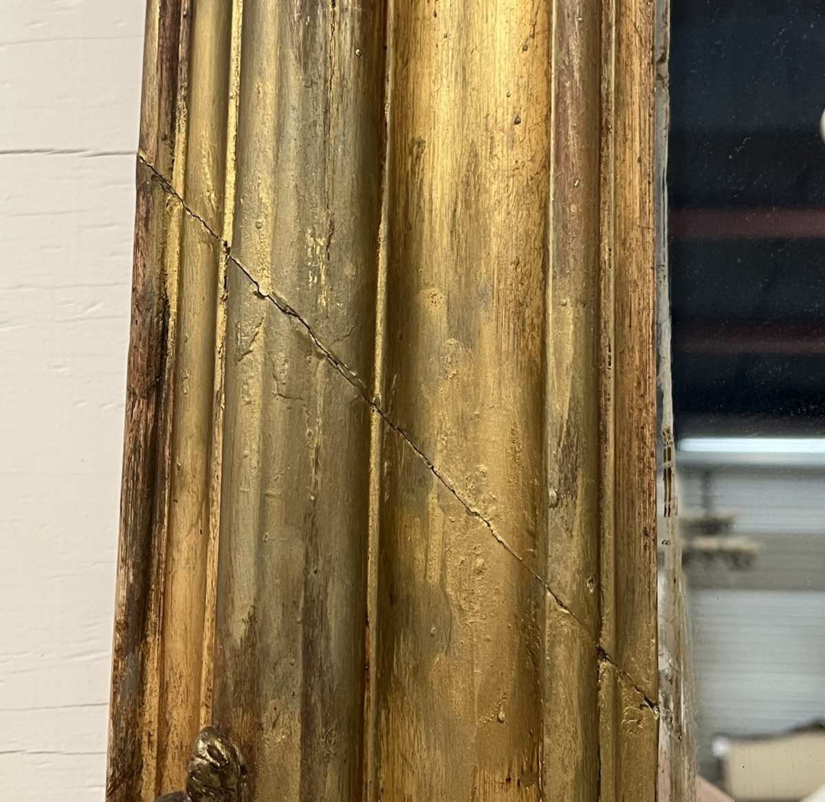 Antique Large Gilt Gold Over Mantle French Louis XVI Mirror 70" x 56"