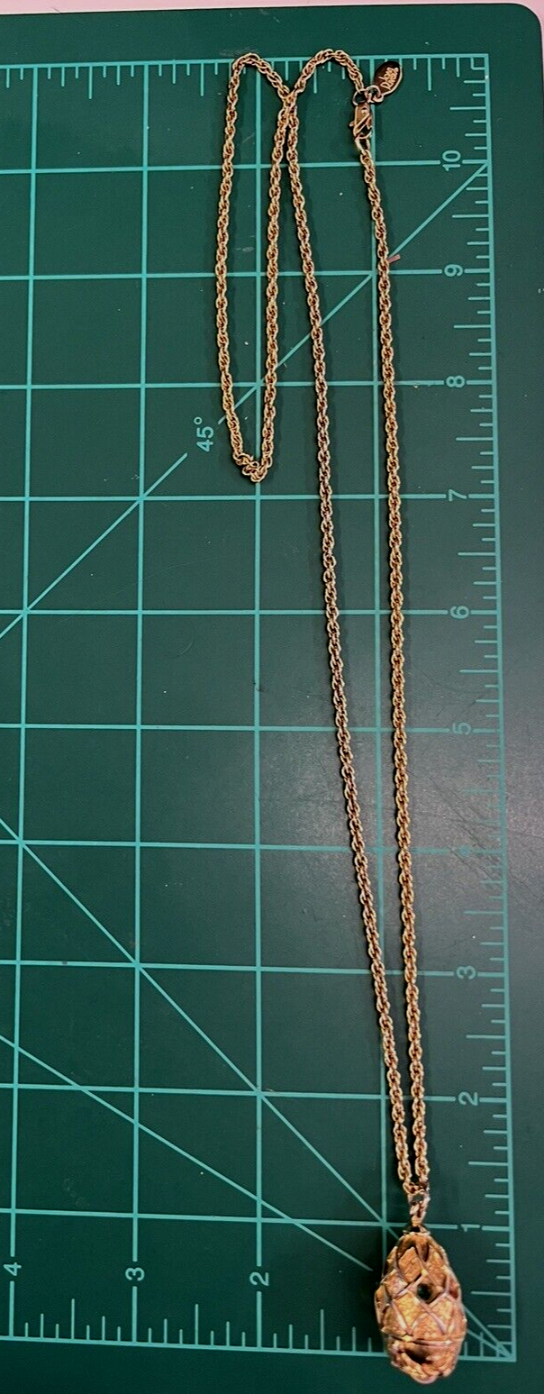 RARE Vtg Joan Rivers Classic Gold-Plated, Blue & Pearl Faberge Egg 32” Necklace