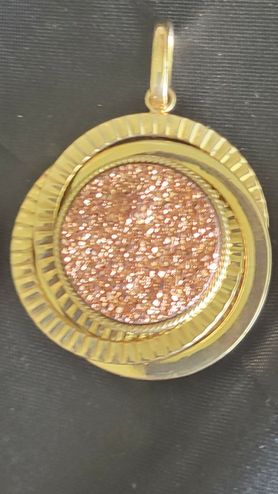 Italian Gold Reversible Druzy Quartz Labradorite Pendant 14K MSRP $595 8.3 grams