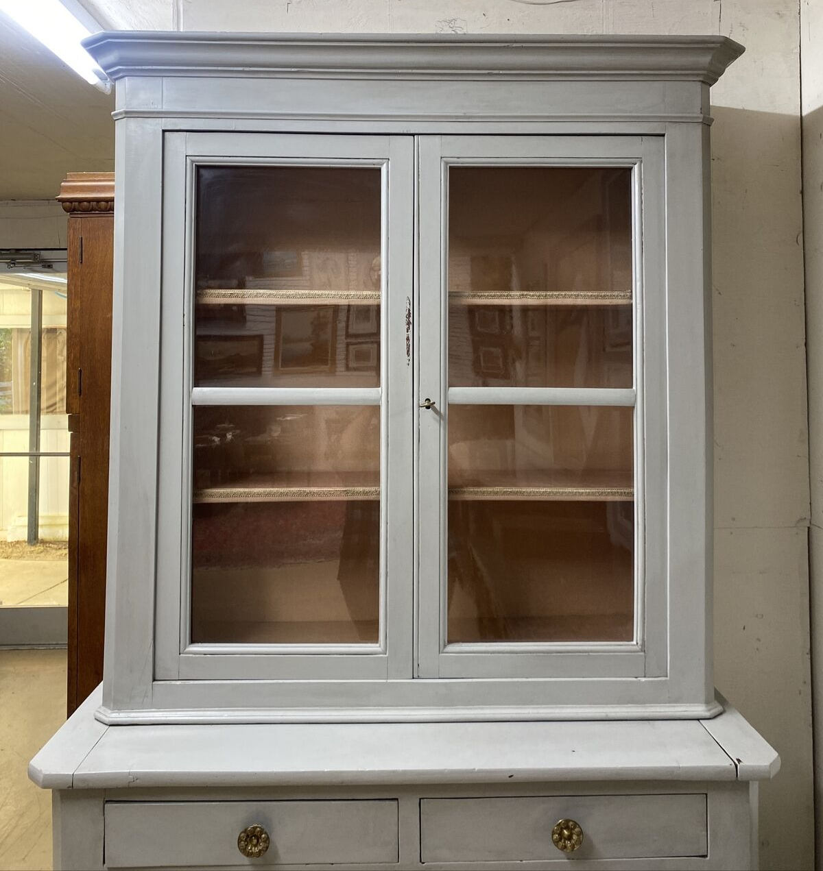 PERIOD ANTIQUE FRENCH LOUIS PHILIPPE PAINTED FARMHOUSE BOOKCASE CABINET