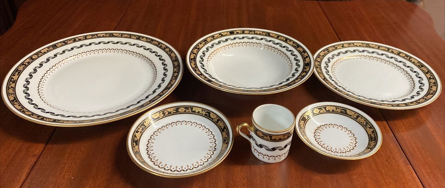 Richard Ginori Pincio Blak Black Place Setting Dish Set Of 6