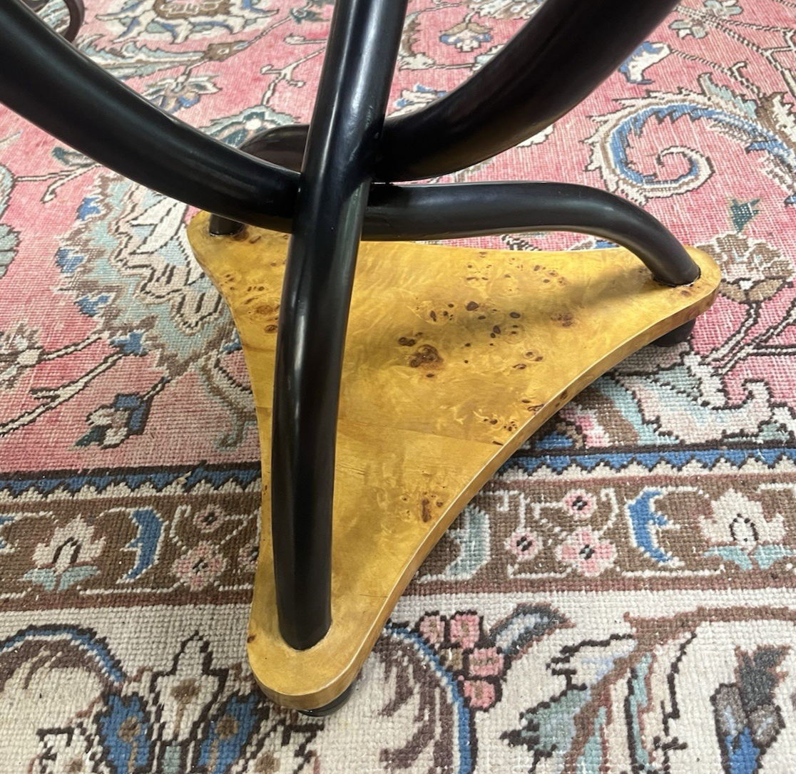 PAIR OF MODERN ART DECO BURL BIRDS EYE MAPLE SIDE END SOFA TABLES