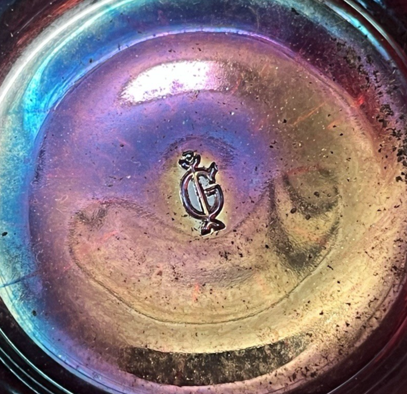 Vintage 1960s Imperial Glass OH Red Carnival Robin on Branch Mug 3.5"