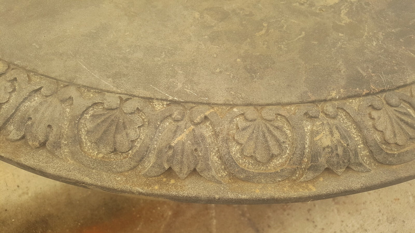 Gray Marble Round 47" Diameter Pedestal Table Patio Entryway Foyer Center Table