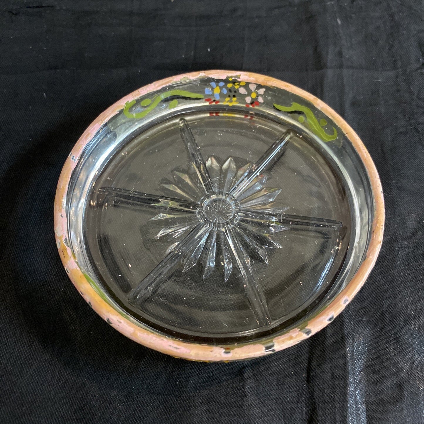 9x Floral Glass Enameled Wine Coasters