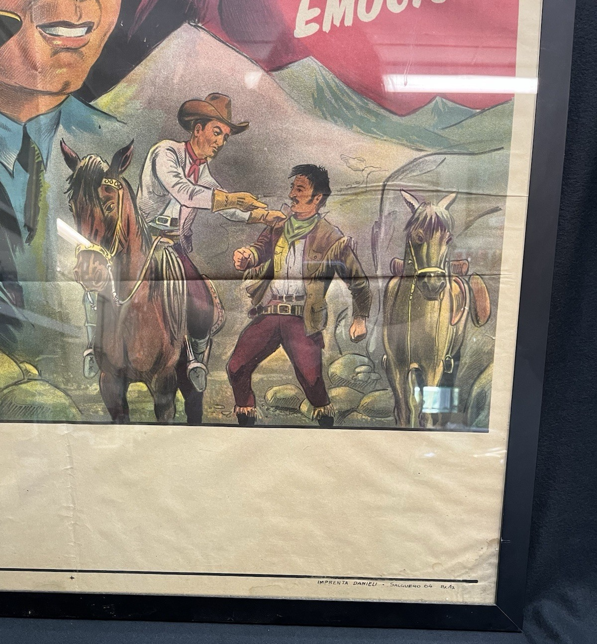 Framed "Diamond Films Presenta a: Hoot Gibson," Lithogaraph printed by Daneli