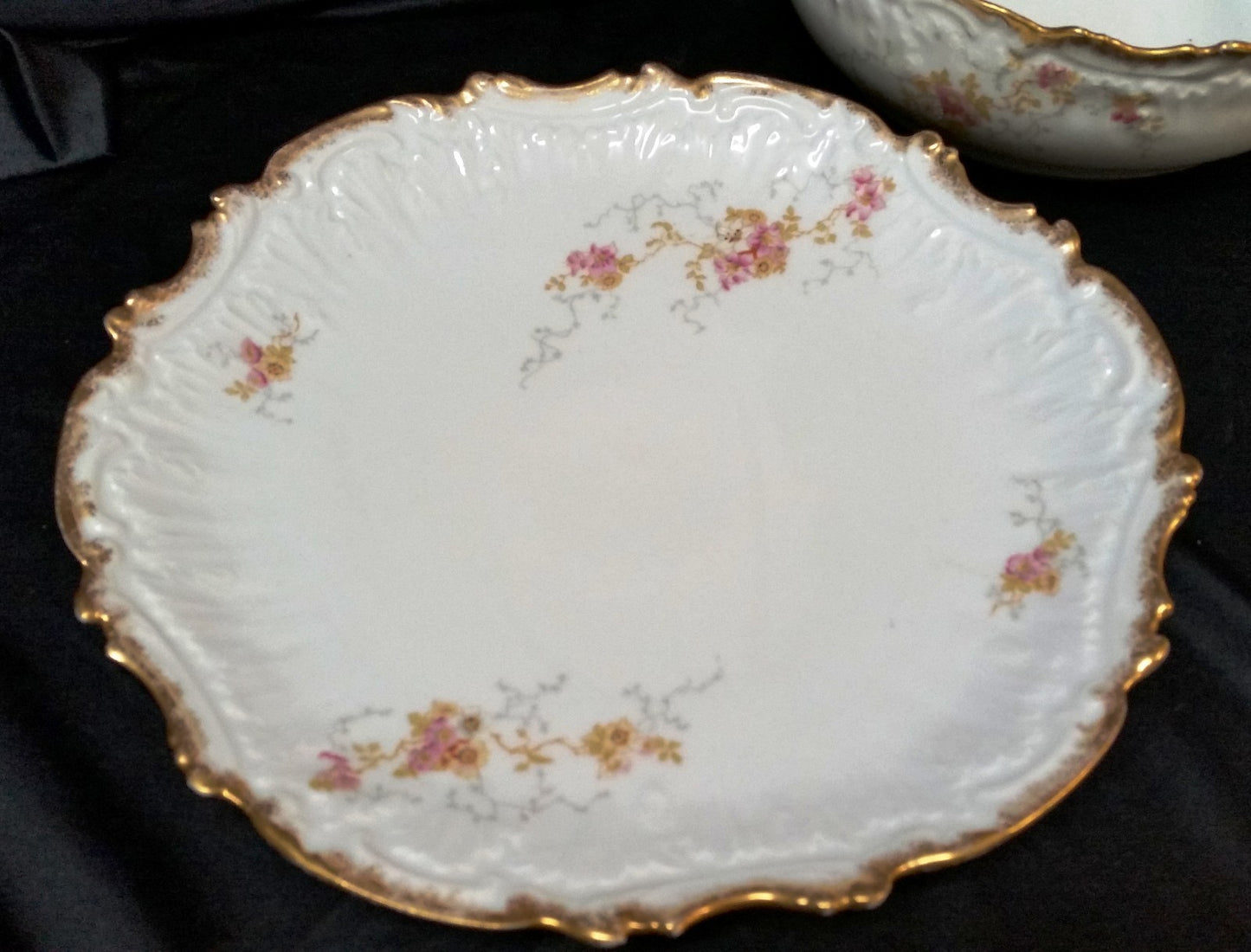 Antique Limoges Elite Serving Salad Pudding Bowl w Under plate 11.5" Rd Platter