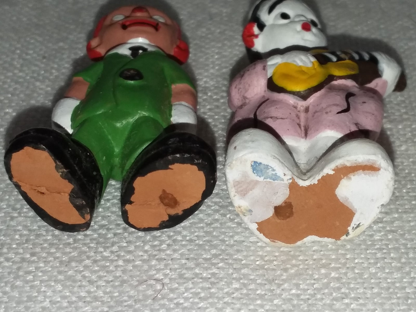 2 Spanish Mud People Terracotta Miniature Figure Clowns 2''