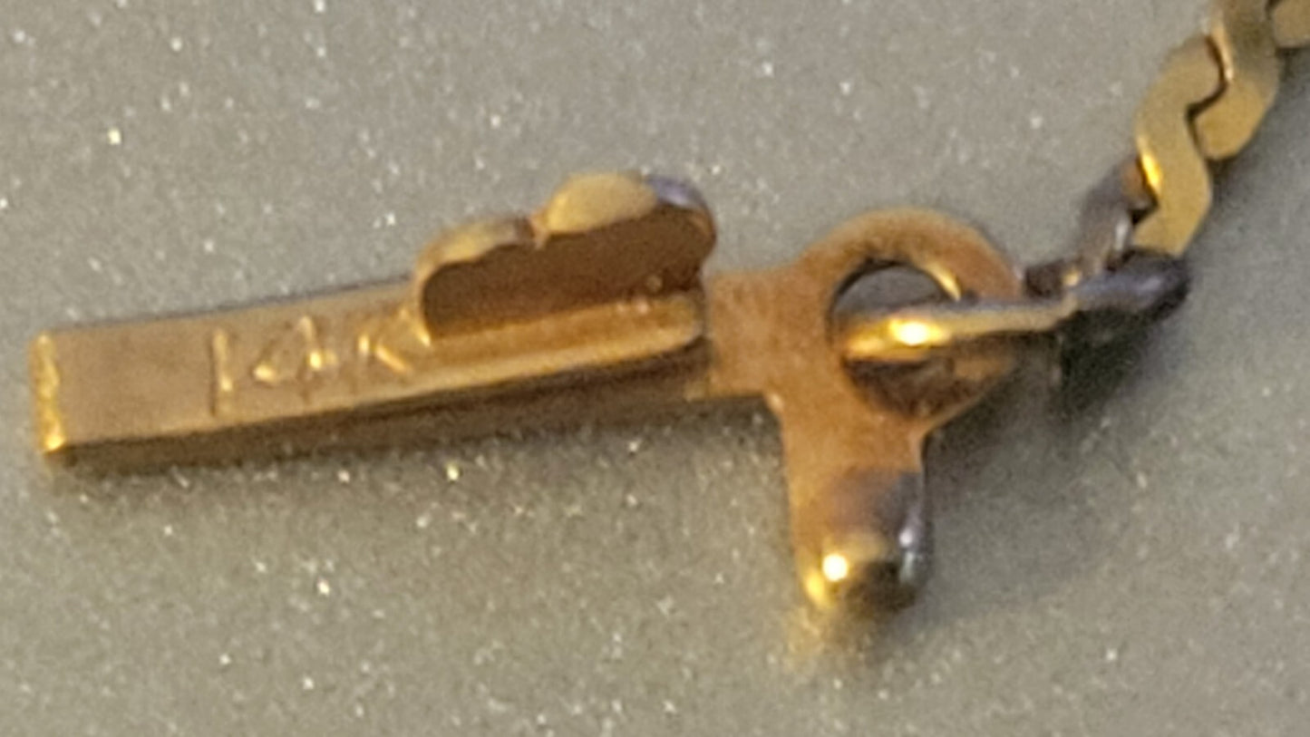 14K Necklace 36" w/ Charm Holder  & 2  Heart Pendants 8.3g CB7