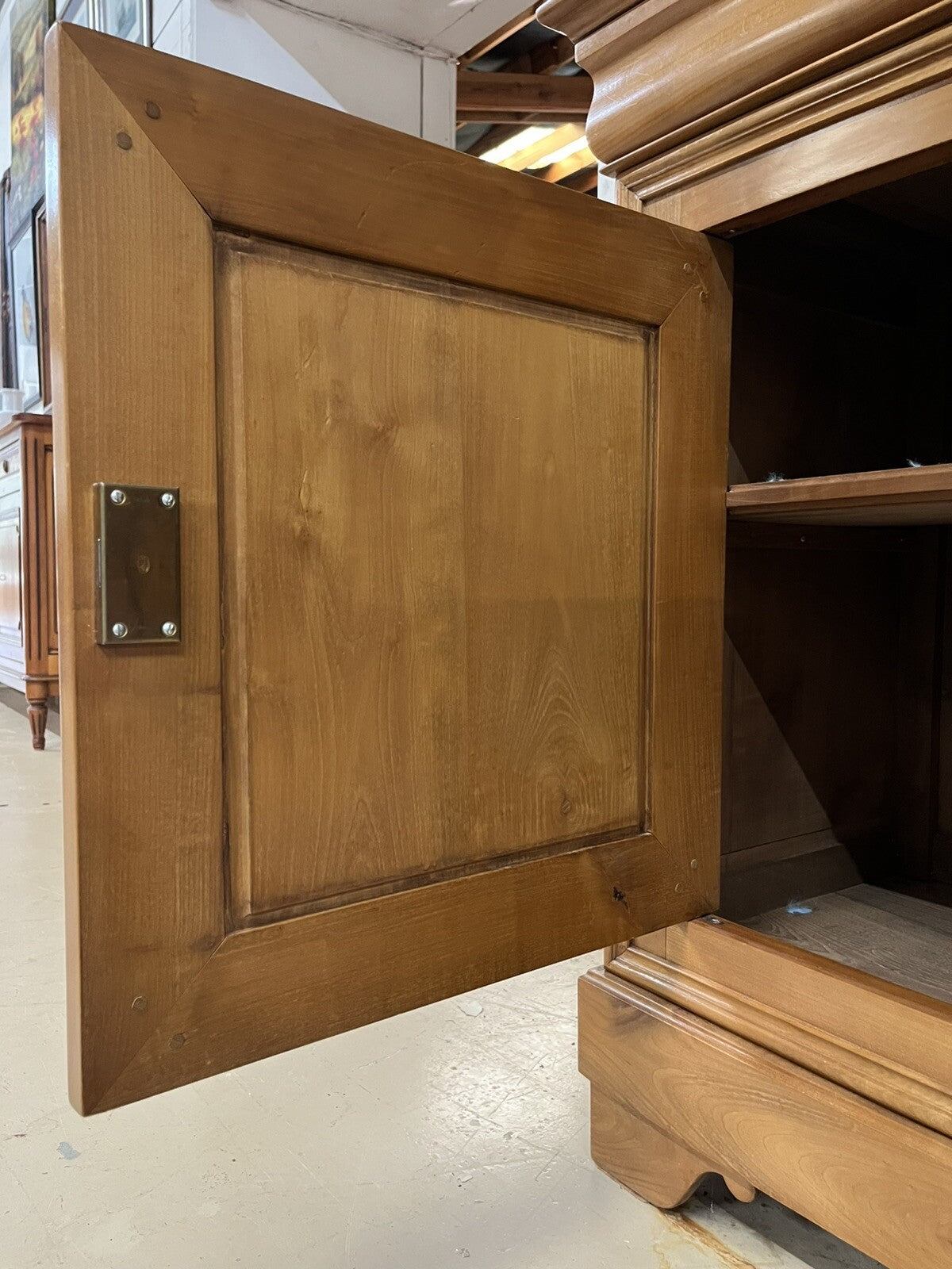 French Louis Philippe Blonde Three Door Sideboard Buffet Server Enfilade 78"W