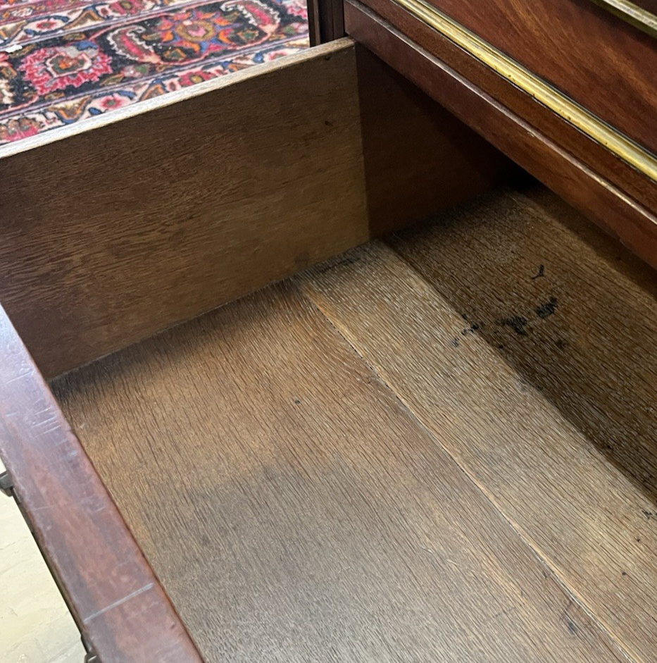 ANTIQUE FRENCH LOUIS XVI MARBLE-TOP FLAME BURL MAHOGANY COMMODE CHEST OF DRAWERS