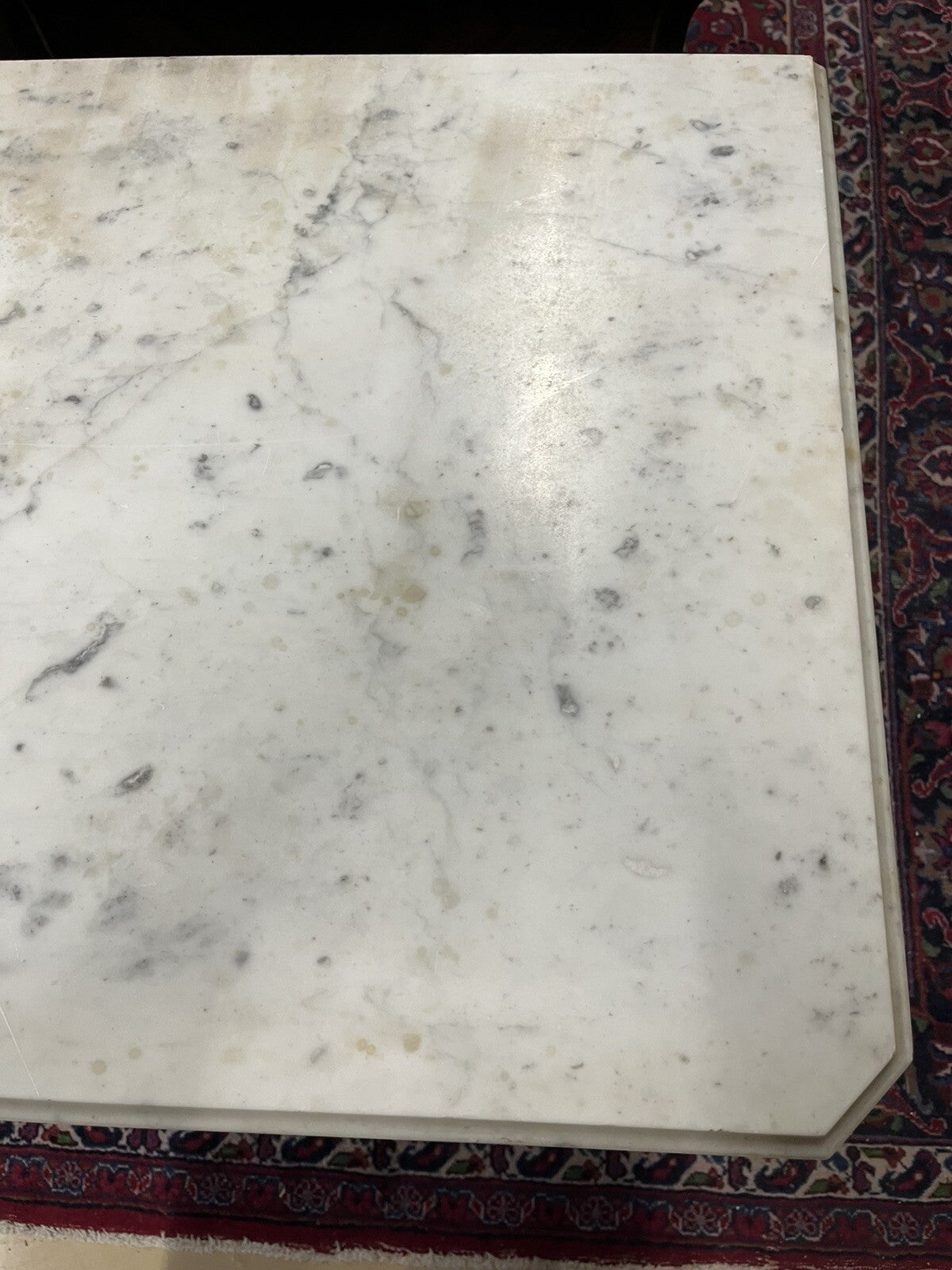 Antique French Louis Philippe White Marble Top Drop Front Secretary Chest Desk