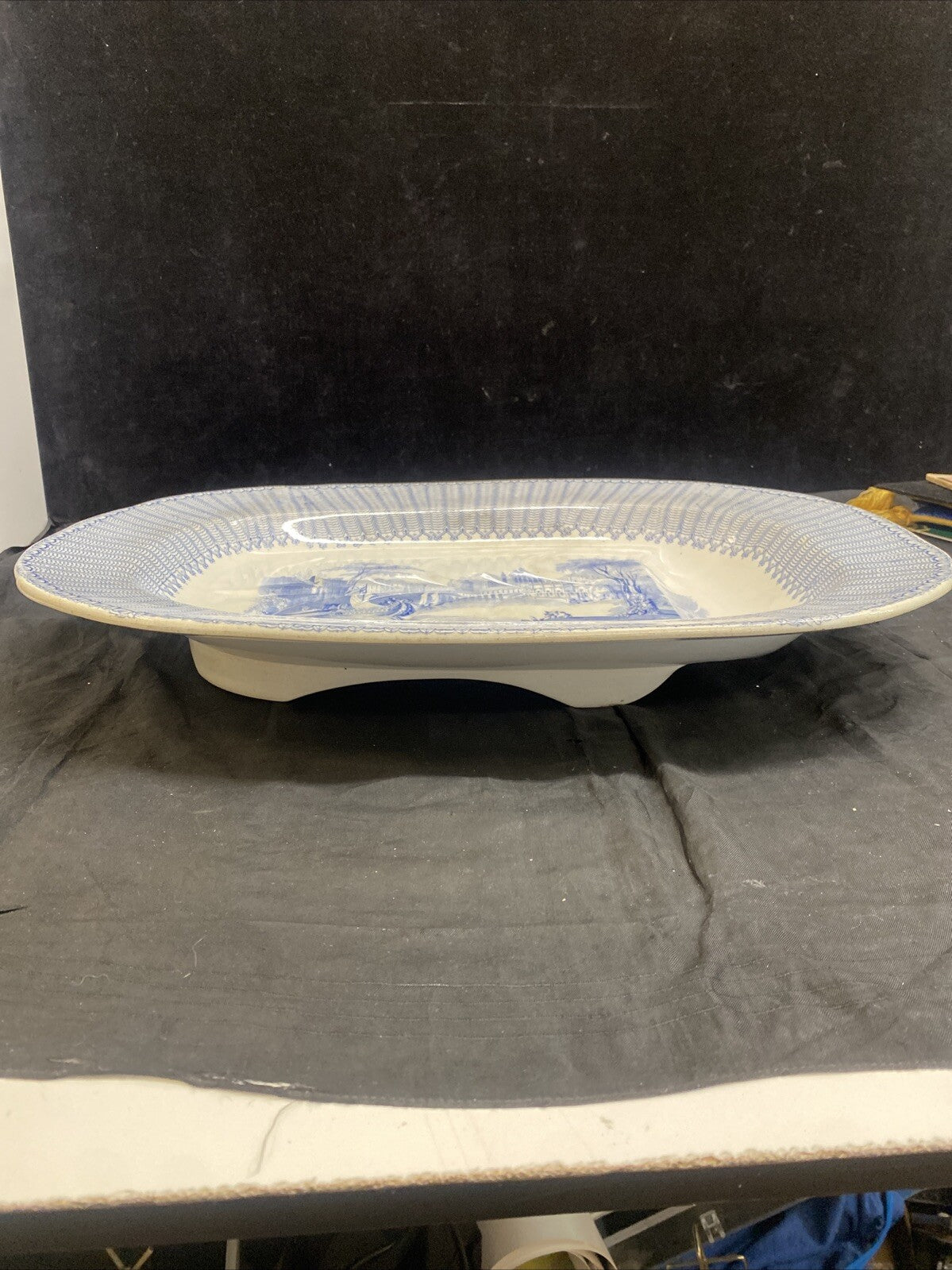 19.5" Blue White English Meat Platter W. K. Harvey 1845 Lindisfarne Castle KM11