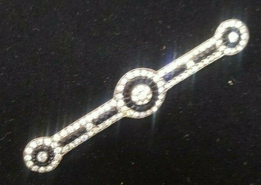 Rare Art Deco Onyx, Diamanté & Sterling Bar Brooch by Fishel, Nessler 1920's