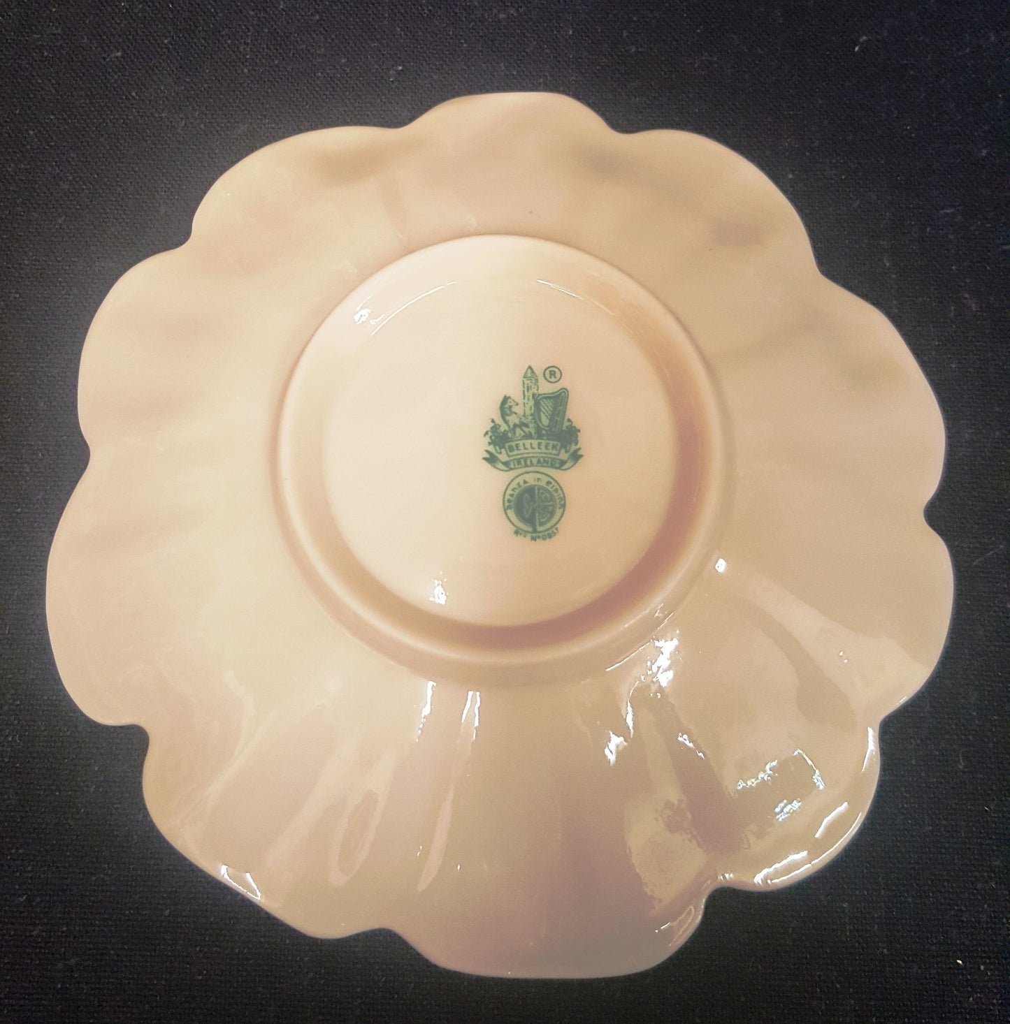 IRISH BELLEEK PRIMROSE Luster Yellow  Plate  5" 3rd Green Mark 1965-80