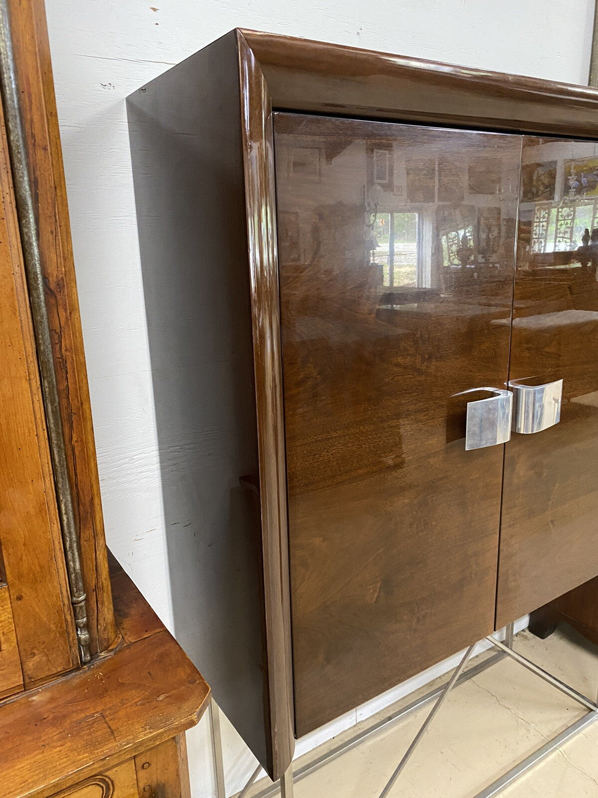 5th AVENUE BY MALERBA ITALIAN LACQUERED MAHOGANY LIQUOR DISPLAY CABINET BAR