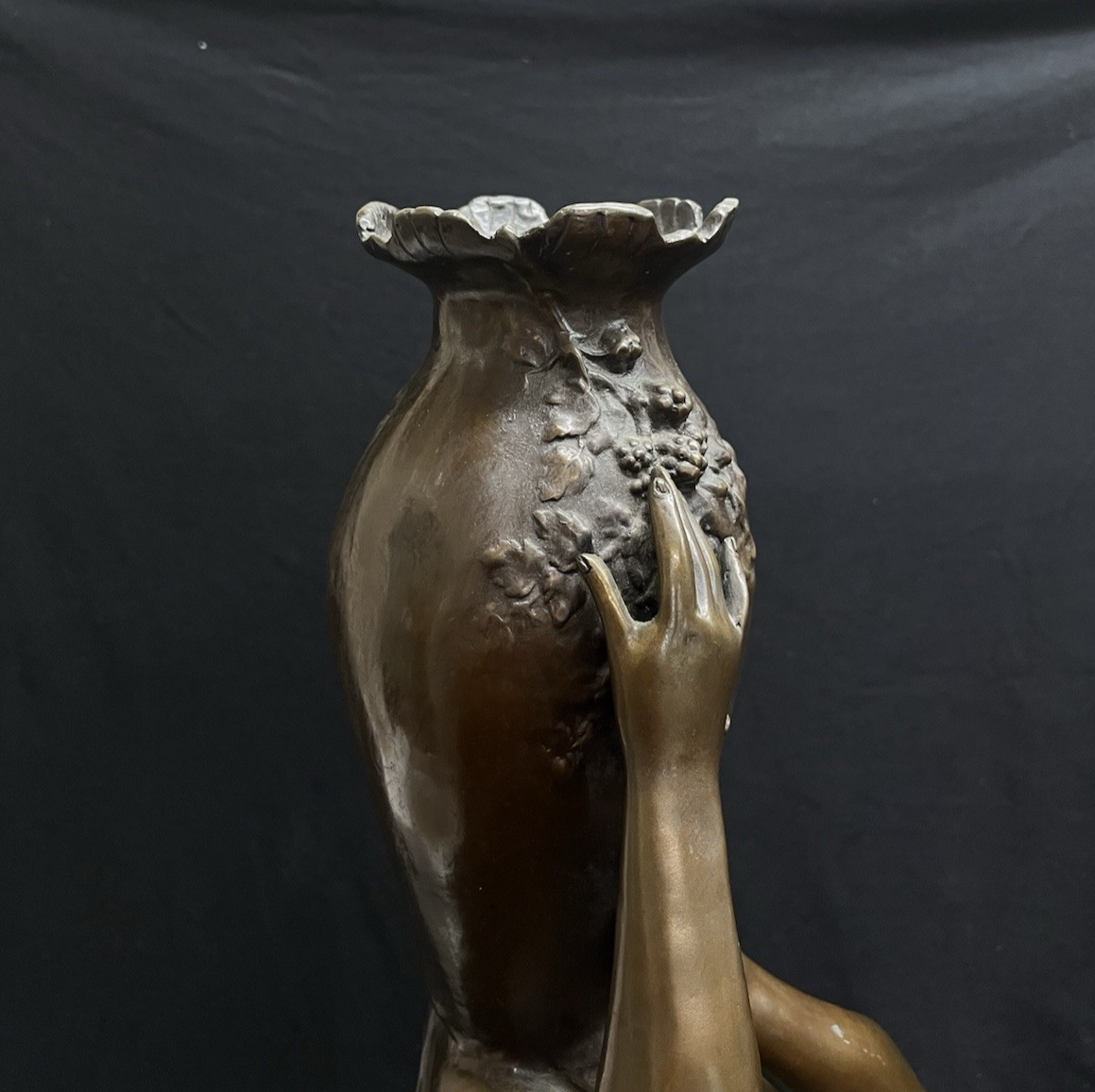 PB1 Auguste Moreau Large Bronze "Woman with Vessel" Statue w/ Marble Base 36"