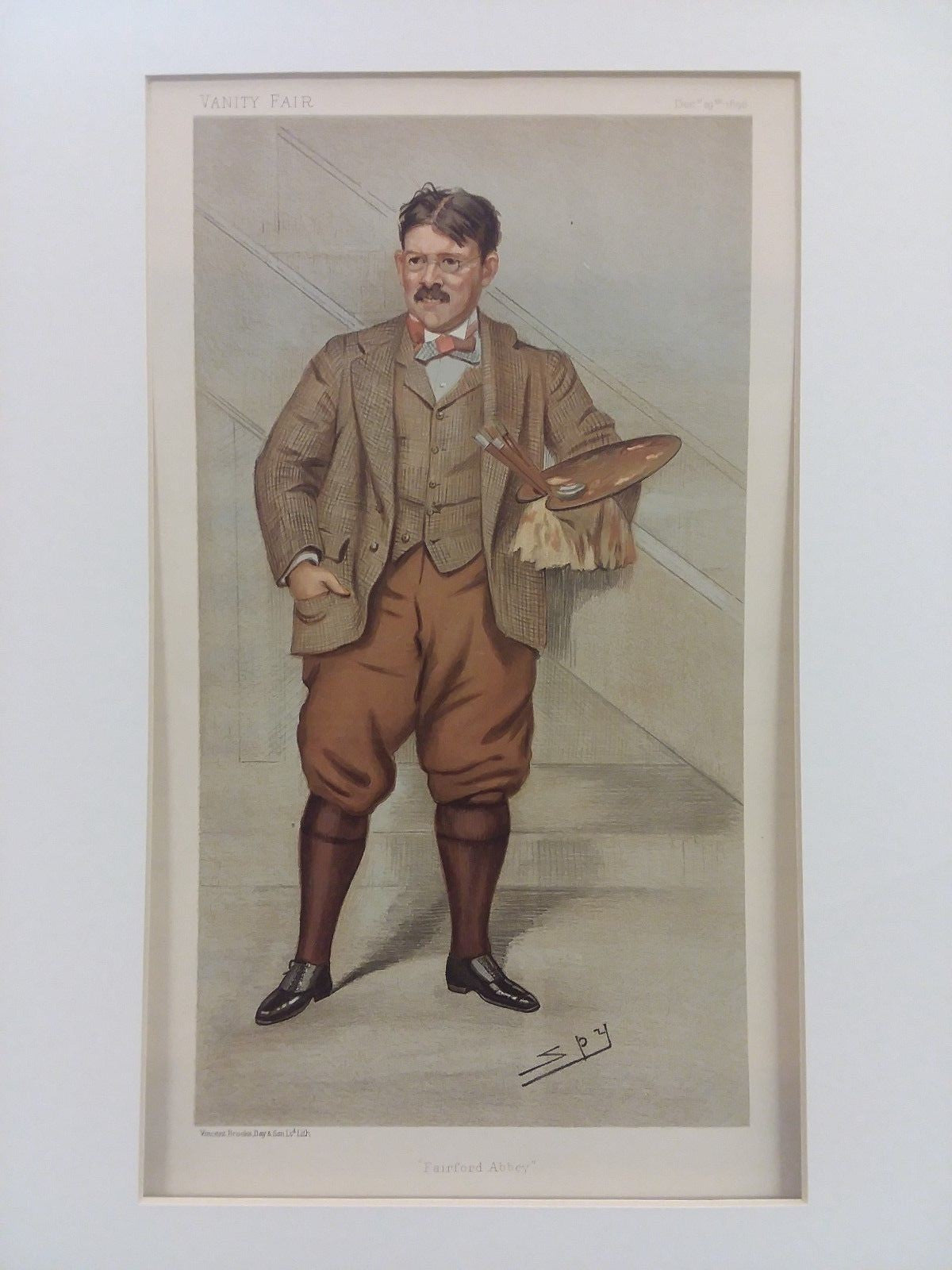 Antique Vanity Fair Print 1898 Edwin Abbey Artist " FAIRFORD ABBEY" by SPY #497