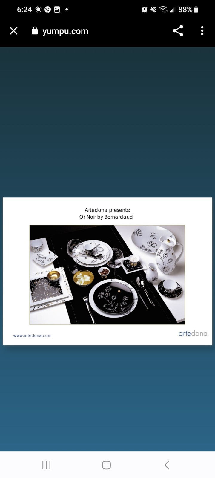 6pc Bernardaud “Or Noir” Place Setting Dinner, Salad, BB, C/S, gold bowl BH305