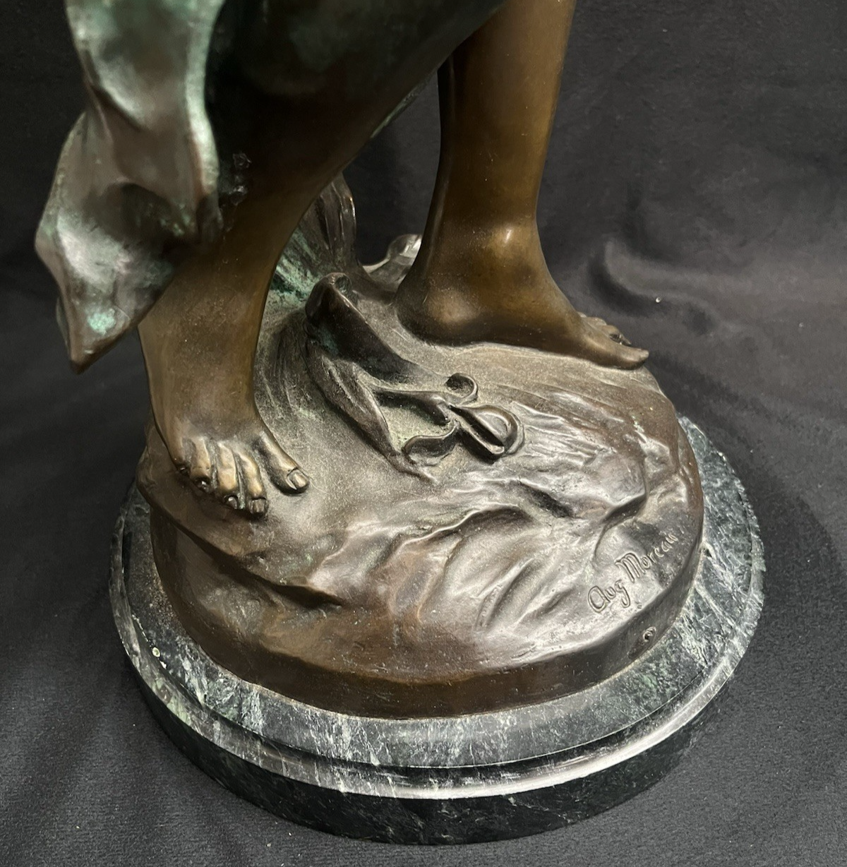 PB1 Auguste Moreau Large Bronze "Woman with Vessel" Statue w/ Marble Base 36"