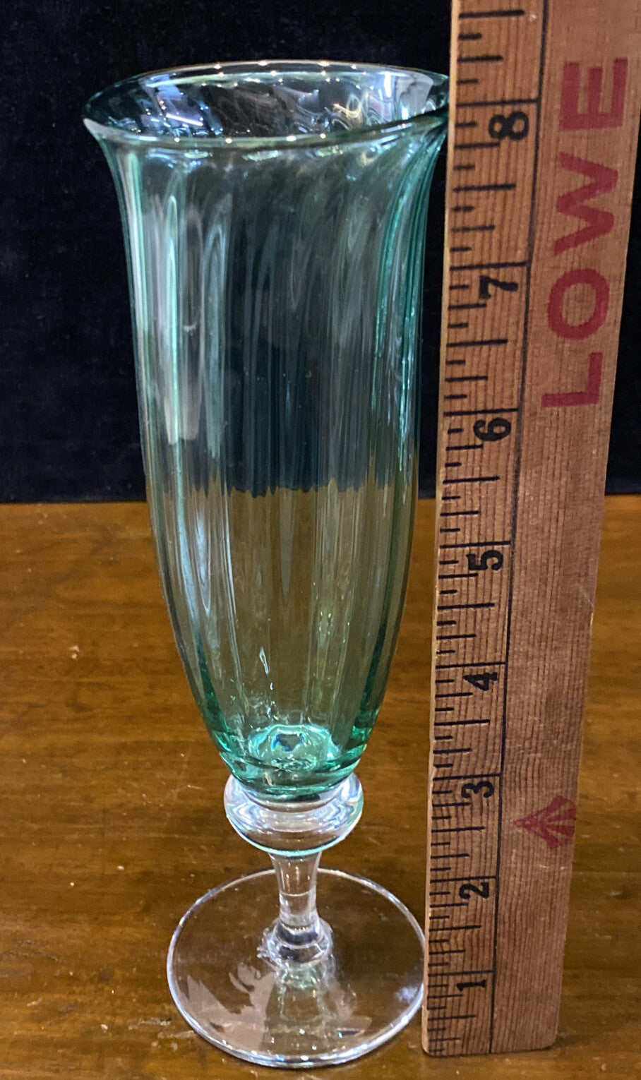 Set Of 12 Wilke Adolfsson Swedish Studio Glass 1993 Green Champagne Flute 8"