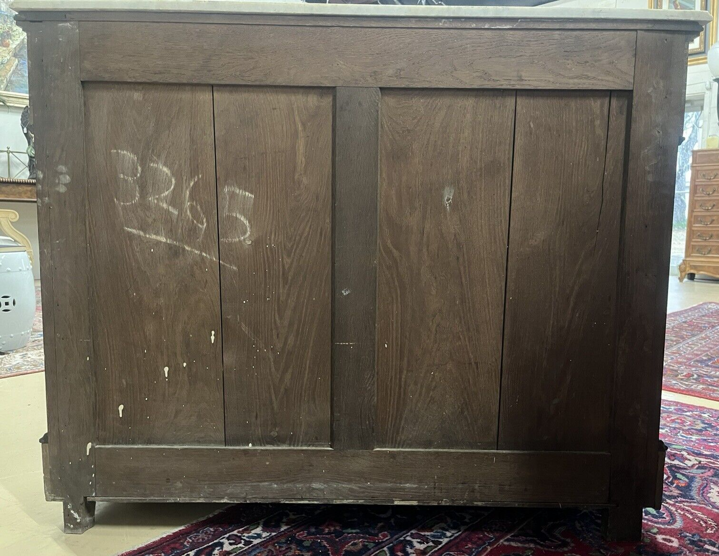 Antique French Louis Philippe White Marble Top Drop Front Secretary Chest Desk