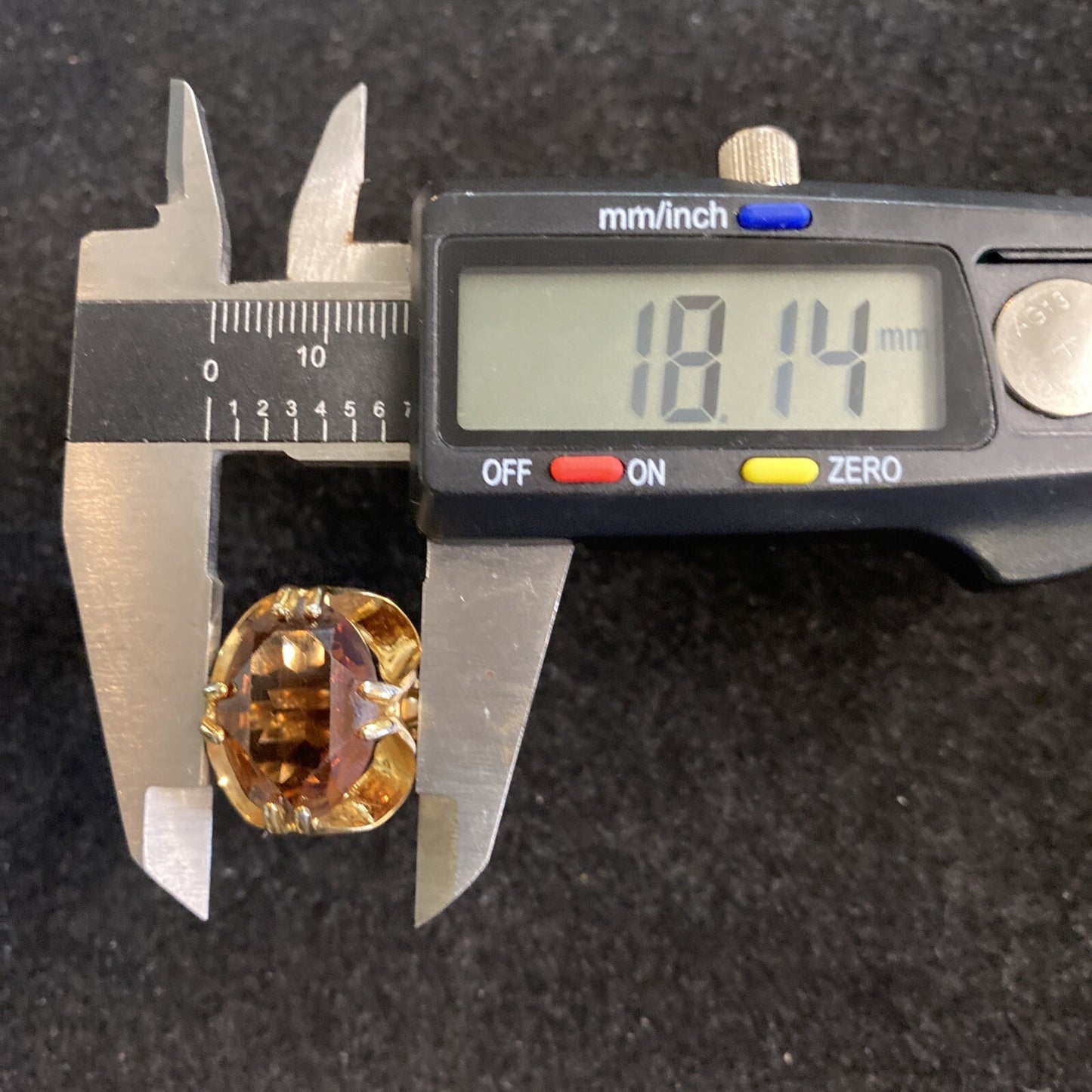 1960s Gold Plated Synthetic Dark Cognac Citrine Ring Sz 5.5 7g JM6