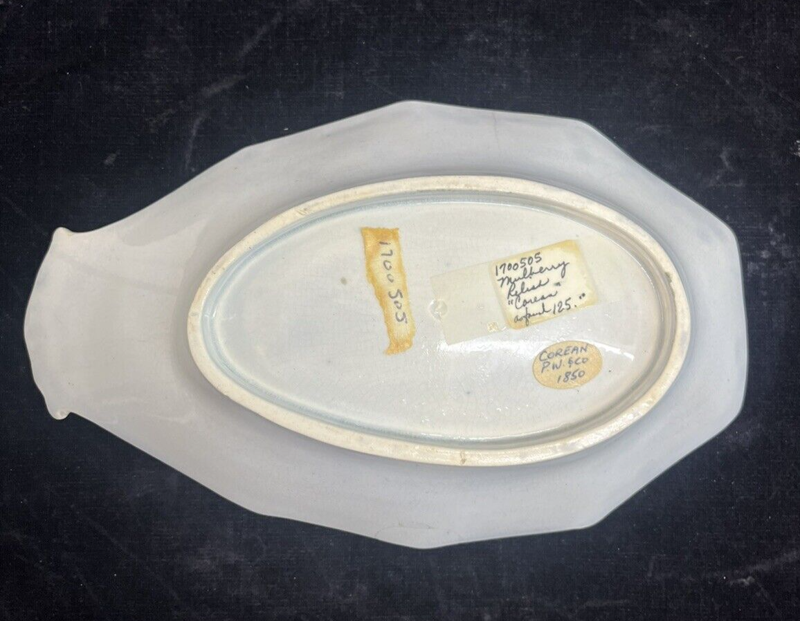 Mulberry Ironstone China "Corean" 1850s Shell Relish Dish