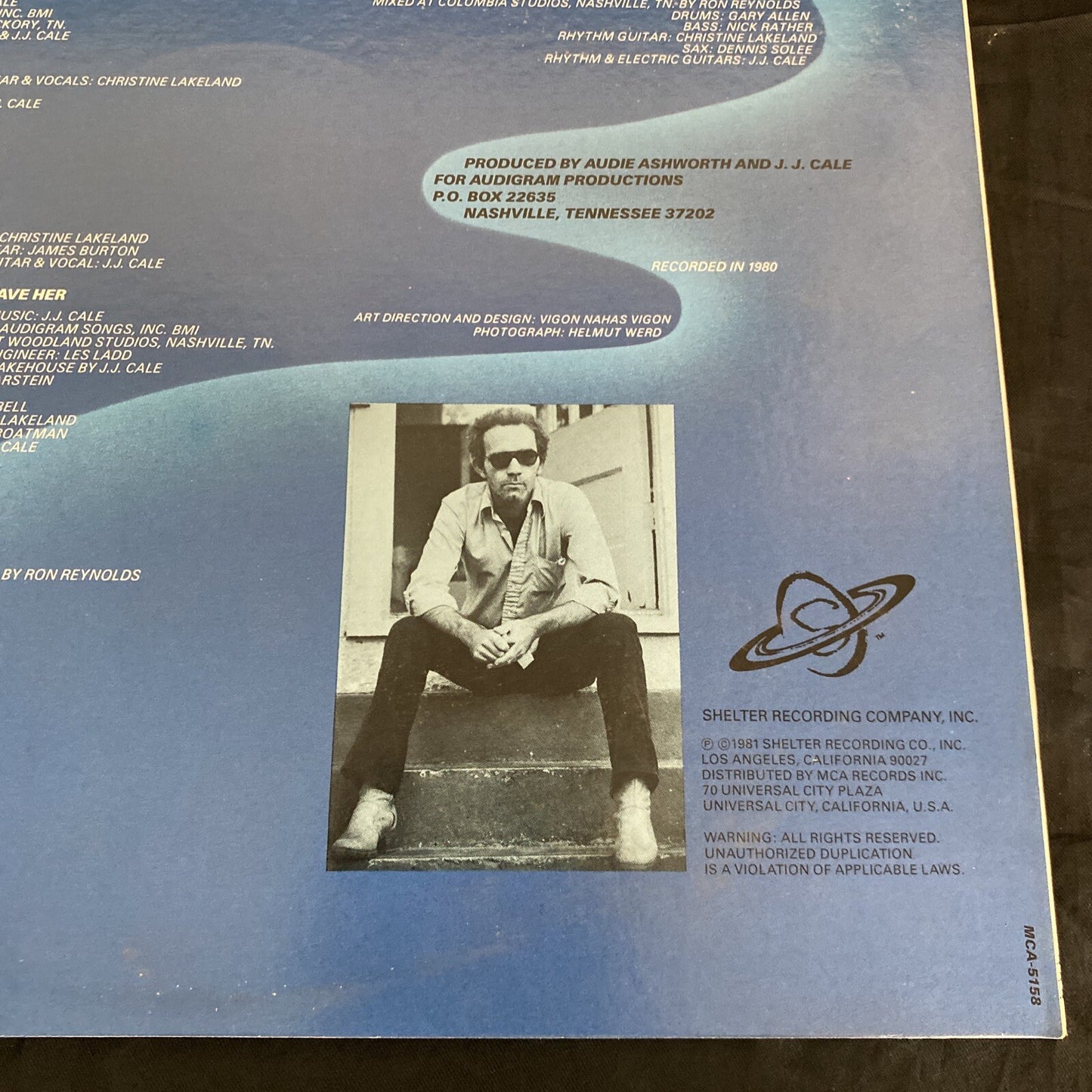 STAMPED PROMO FIRST PRESS 1979/1981 release J.J. CALE Shades SHELTER MCA-5158