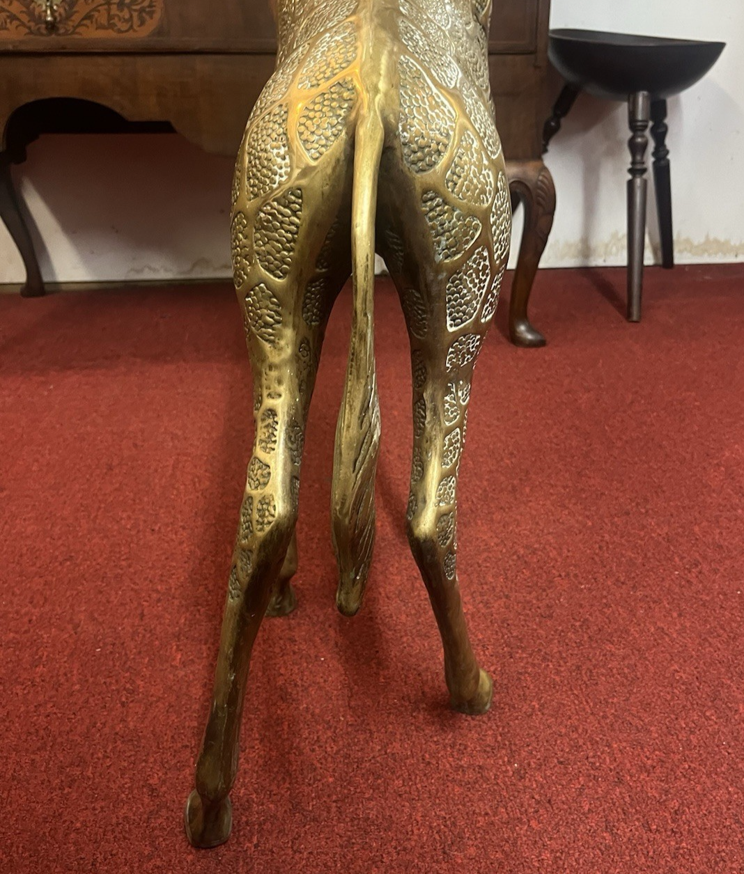 Mid Century Textured Polished Brass Giraffe Sculpture/Statue 49.5"