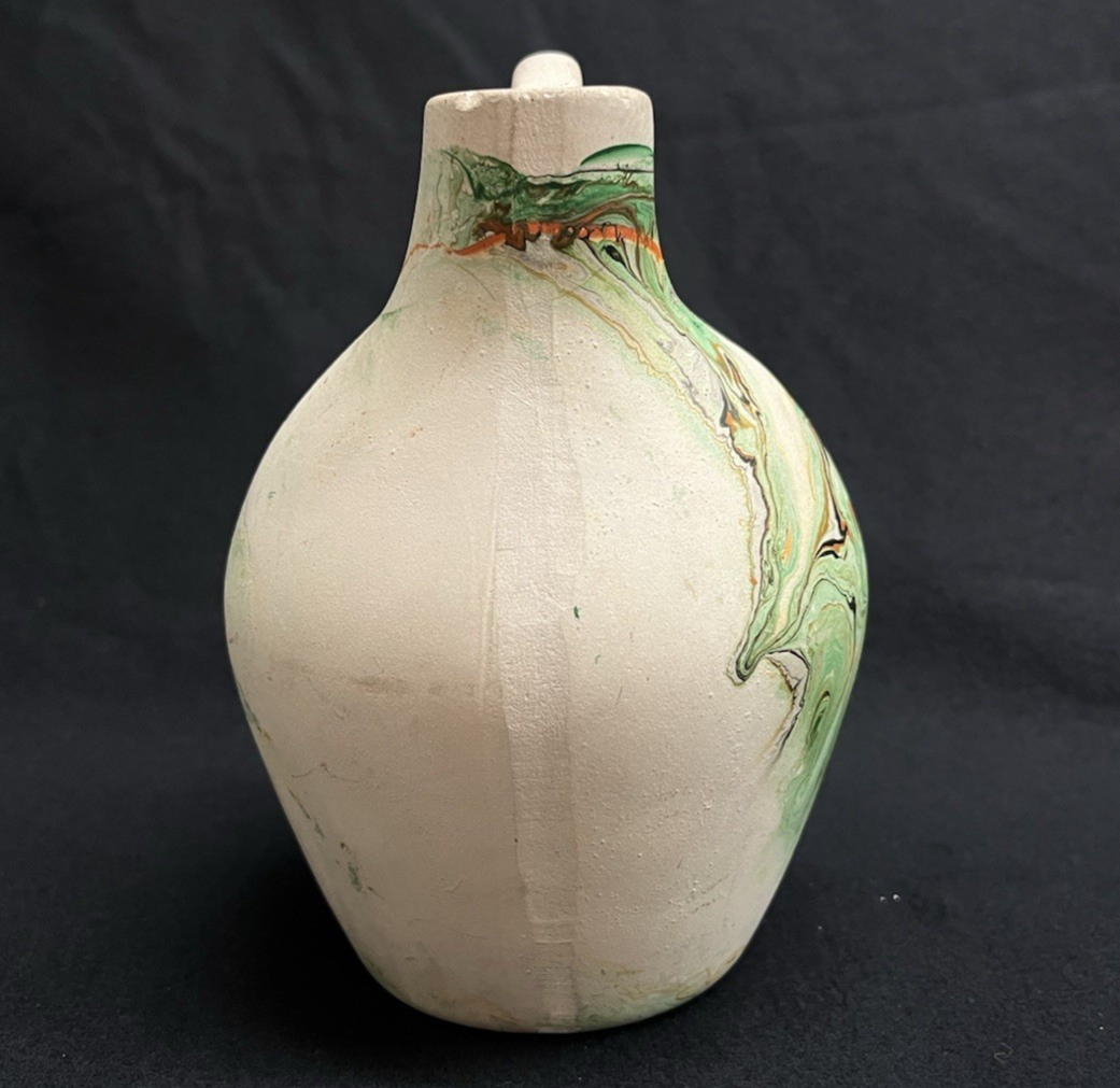 Signed Nemadji Pottery Southwestern Double Spout Wedding Vase Jug 6.25"