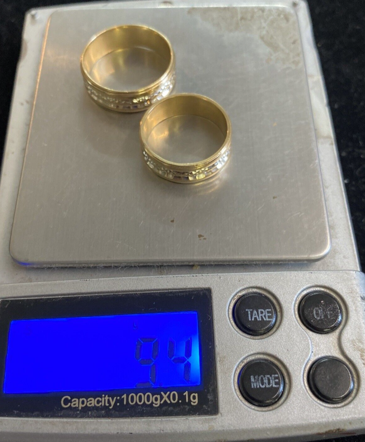 Vtg 14K 9.4g Yellow Gold Duo Pair of Rings Size 7.5 & 10 By Wedlok