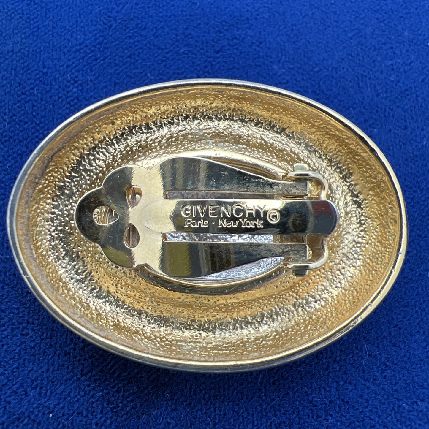 Vtg Signed GIVENCHY Paris NY Swarovski Crystals Gold Tone  Dome Clip On Earrings