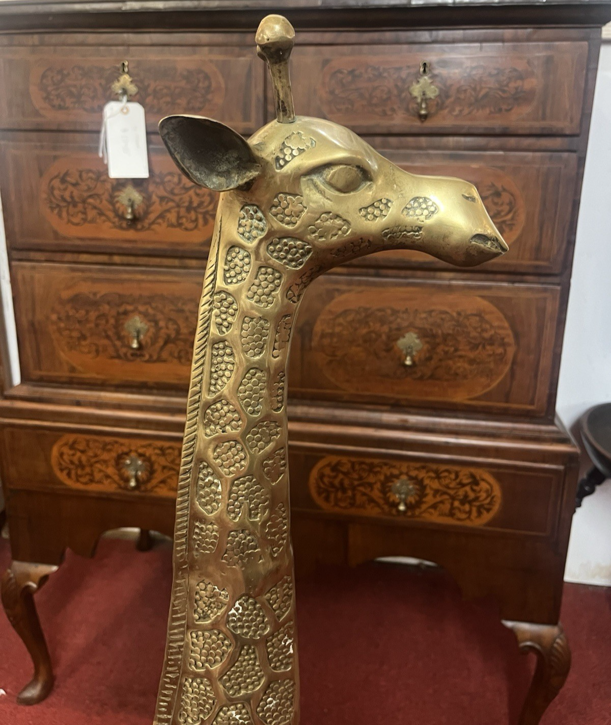 Mid Century Textured Polished Brass Giraffe Sculpture/Statue 49.5"