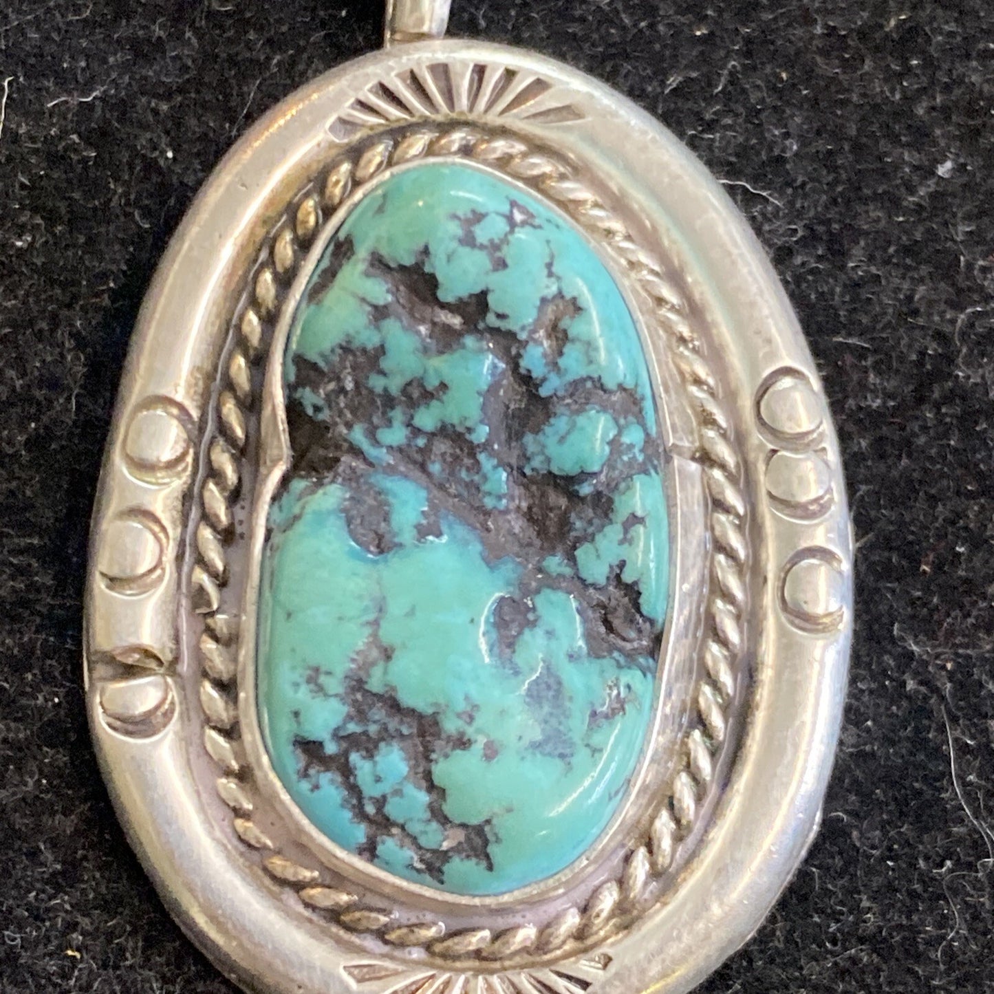 Sterling Silver 1 5/8" Turquoise Pendant