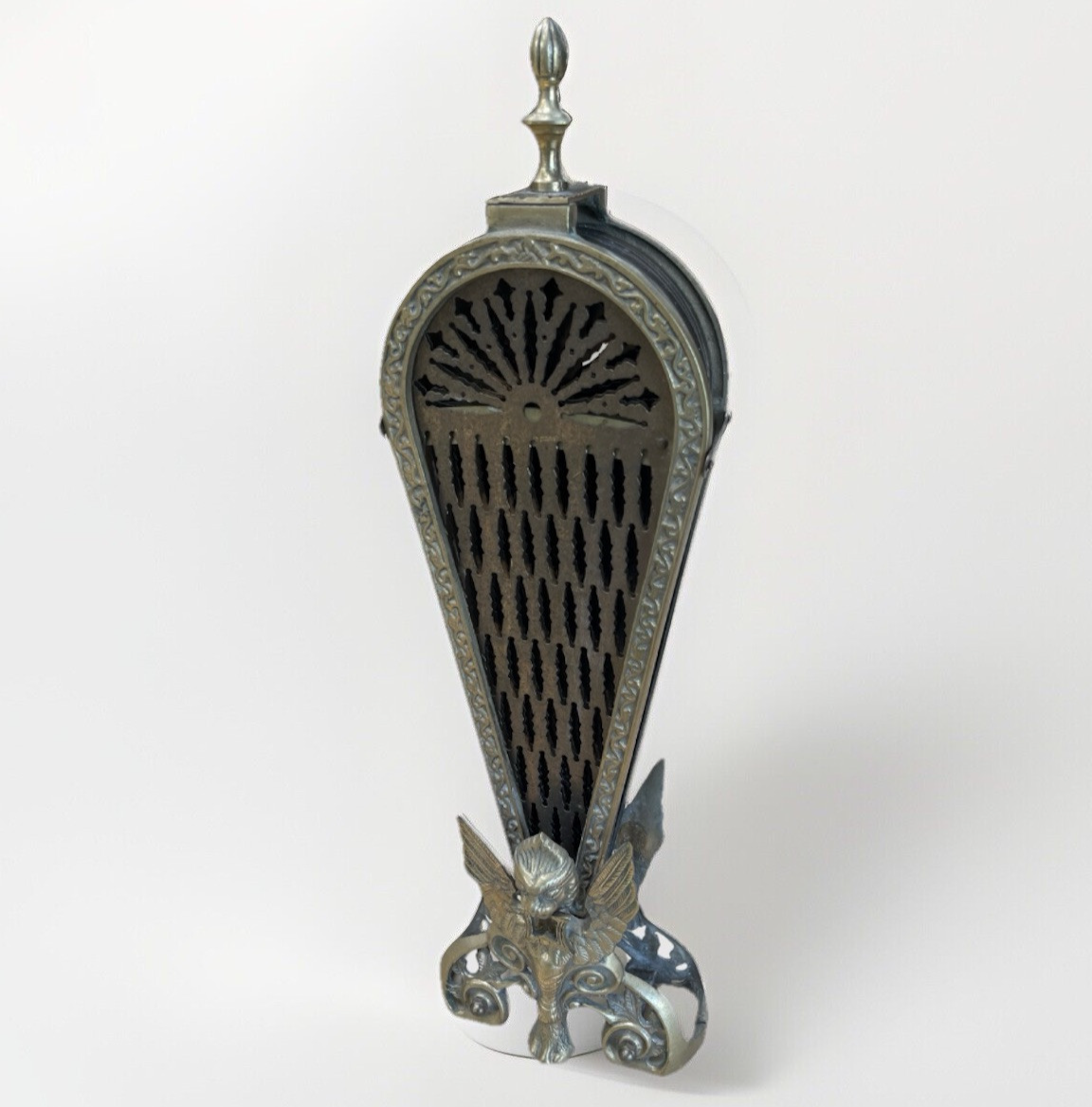 Gilt Brass Folding Peacock Firescreen Fire Screen w/ Bird Motif