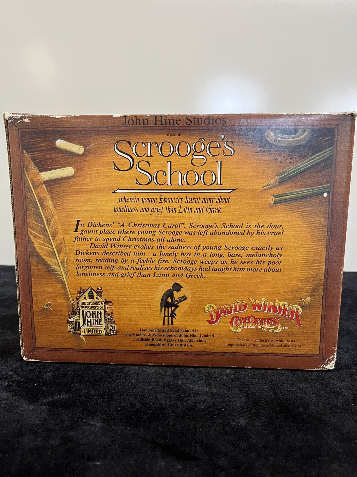 David Winter Cottages Scrooge's School John Hine Studios Christmas 1992 Box COA