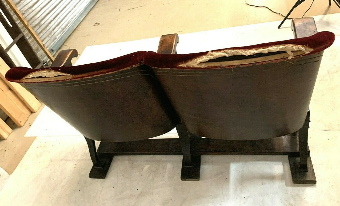 2 Wood Folding Theater Seats, Auditorium Seat, Entryway Bench, Theatre Seats